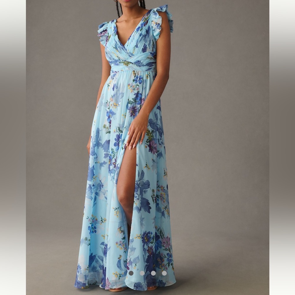 Mac Duggal flutter sleeve chiffon gown